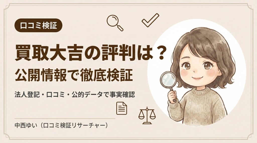 買取大吉の評判を公開情報で検証するインフォグラフィック｜法人登記・口コミデータによるファクトチェック解説